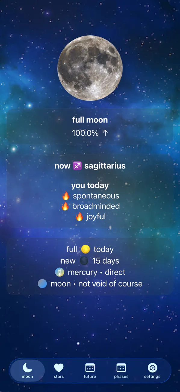 Full Moon Phase main screen